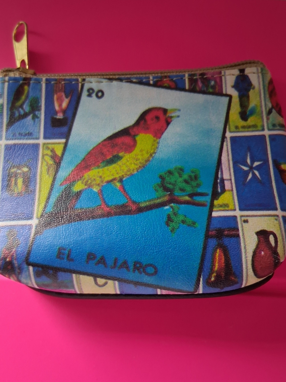 Mexican Loteria El Pajaro coin Purse 3" x 4"